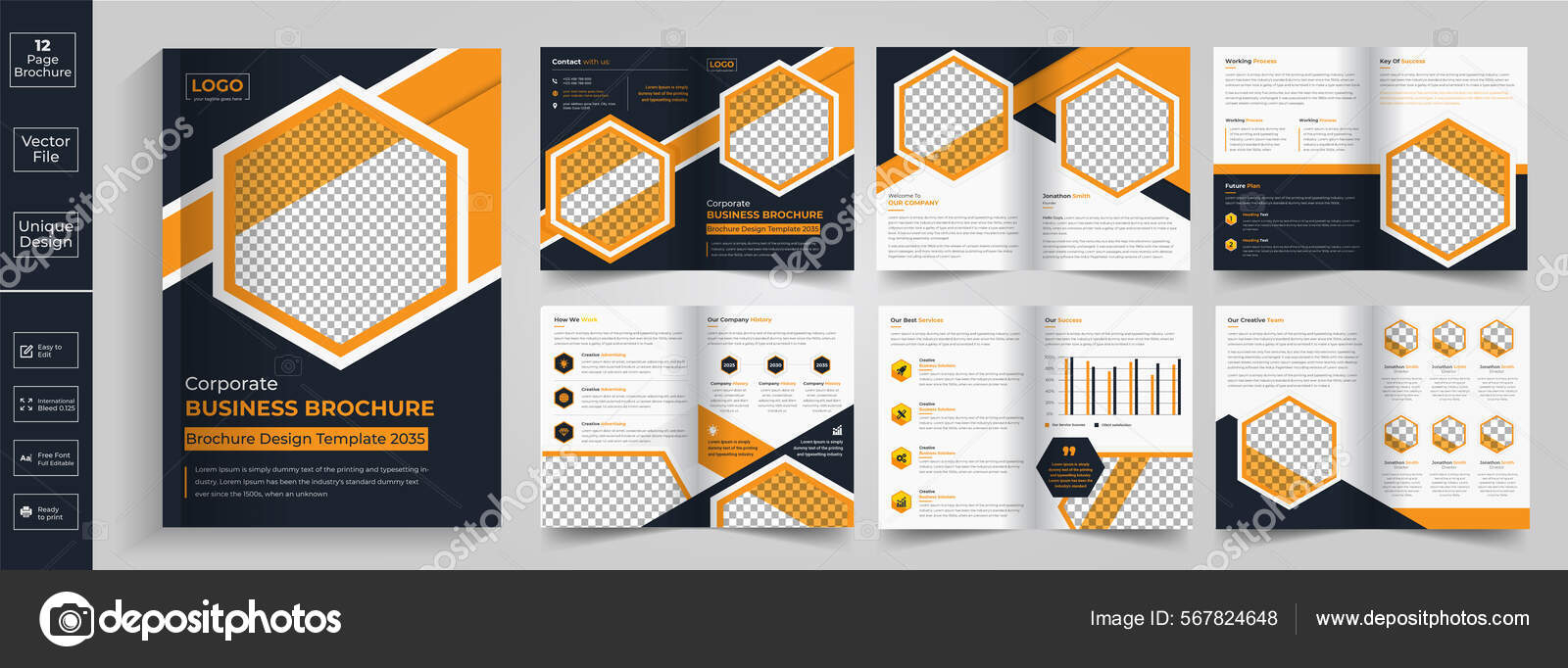 Creative brochure design pdf Stockvektoren, lizenzfreie  Throughout 12 Page Brochure Template