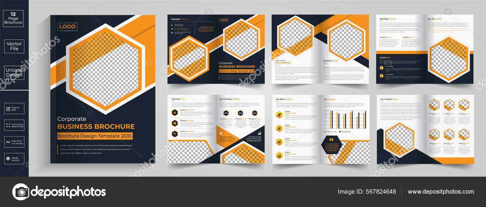 Creative Brochure Design Pdf Stockvektoren, Lizenzfreie  Throughout 12 Page Brochure Template