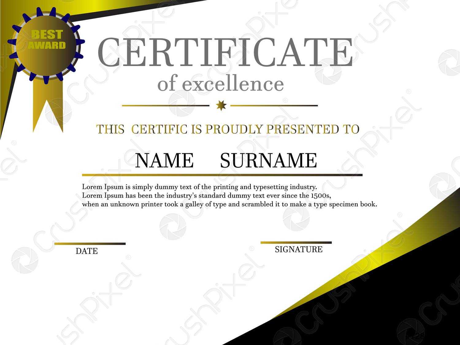 Creative Certificate Of Appreciation Award Template Illustration  Throughout Generic Certificate Template