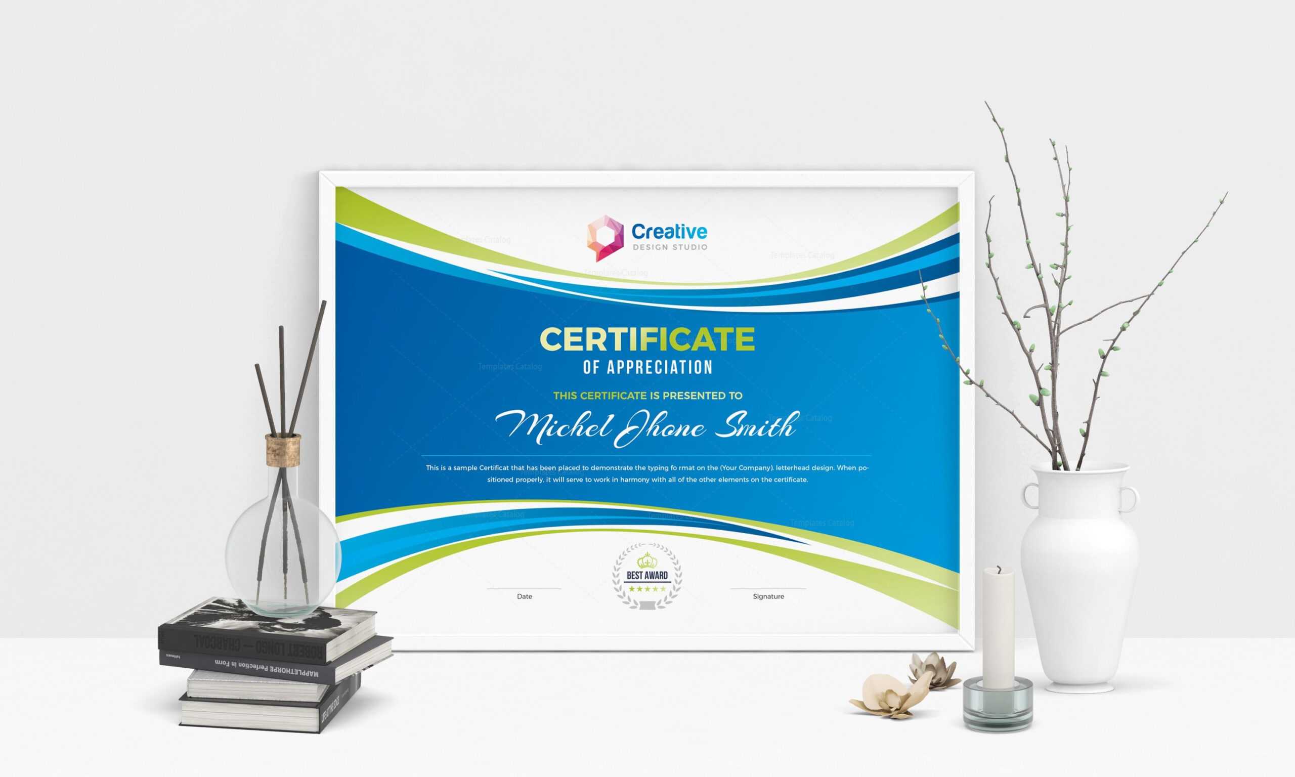 Creative Landscape Certificate Design Template · Graphic Yard  Pertaining To Landscape Certificate Templates