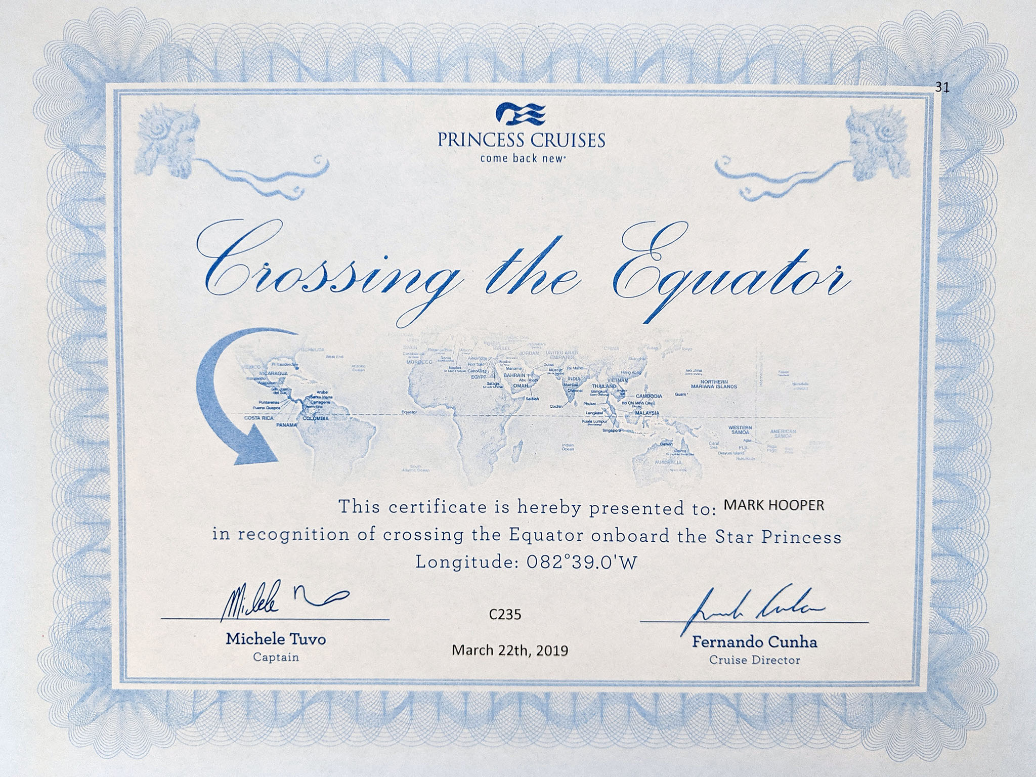 Crossing The Line Ceremony With Princess Cruises  neOnbubble Throughout Crossing The Line Certificate Template