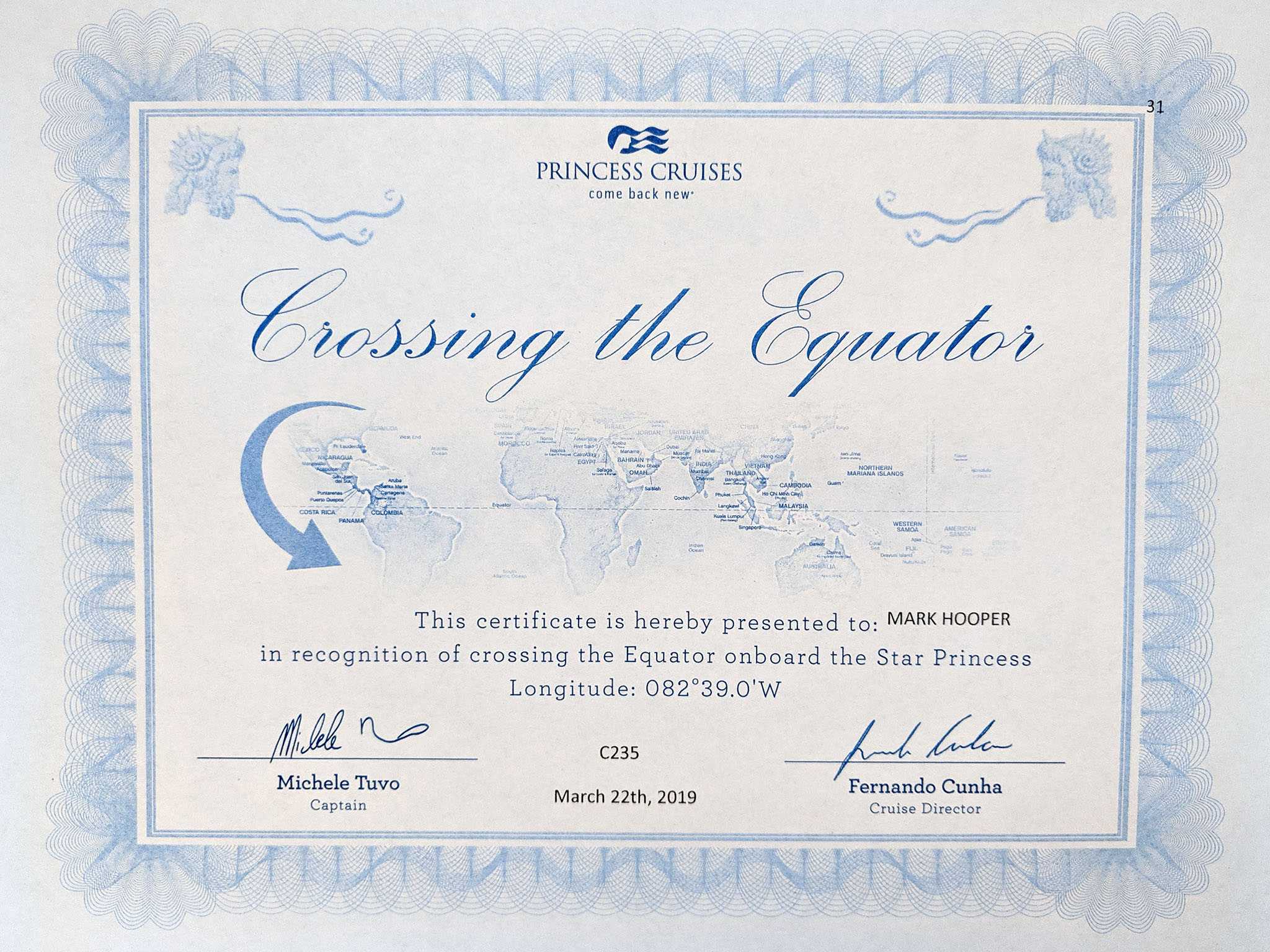 Crossing The Line Ceremony With Princess Cruises  NeOnbubble Throughout Crossing The Line Certificate Template