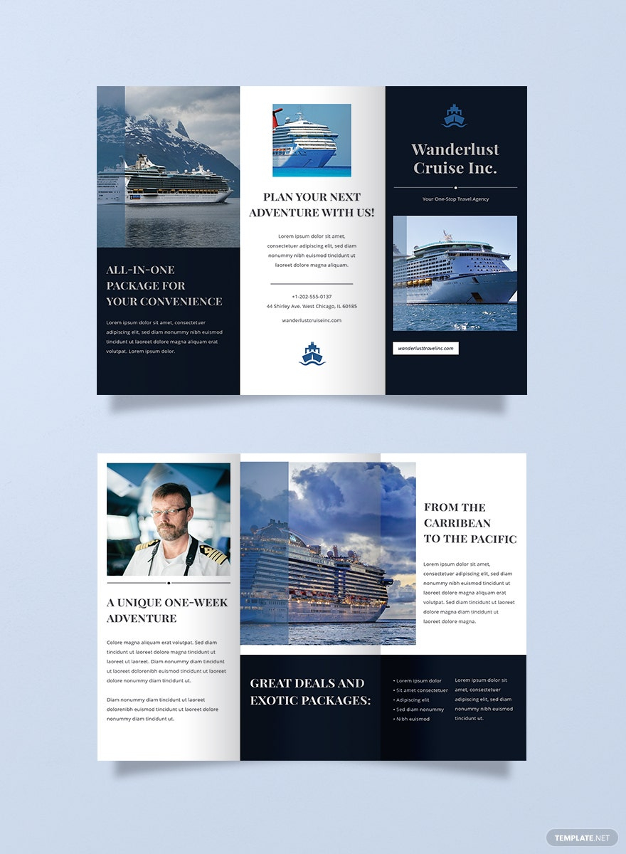 Cruise Travel Brochure Template - Illustrator, Word, Apple Pages  Throughout Word Travel Brochure Template