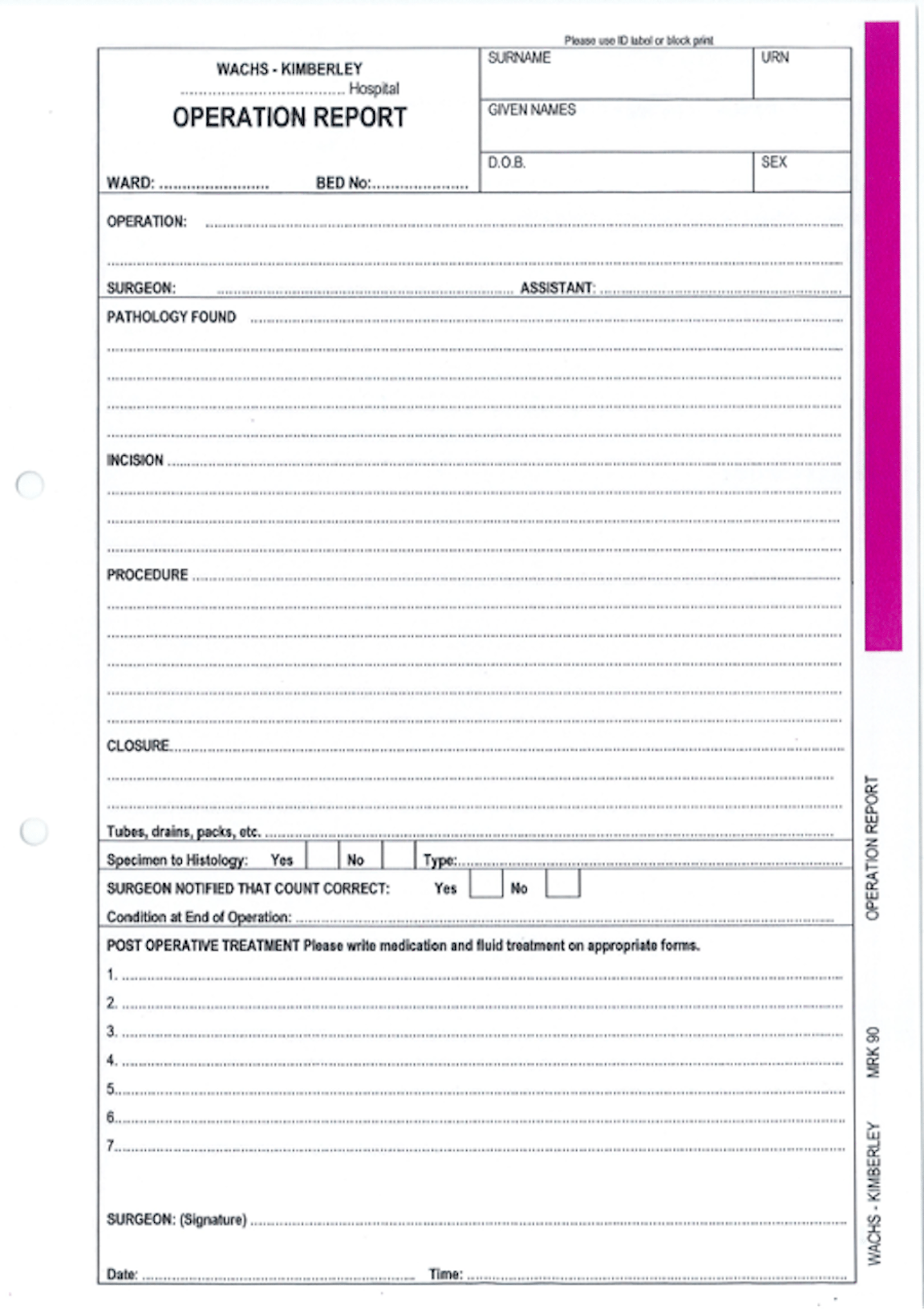 Cureus  Typed Operation Notes In Rural Western Australia  With Operative Report Template