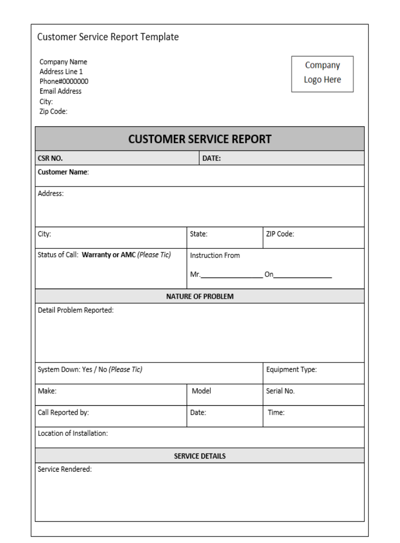 Customer Service Report Template - Excel Word Template Throughout Customer Contact Report Template