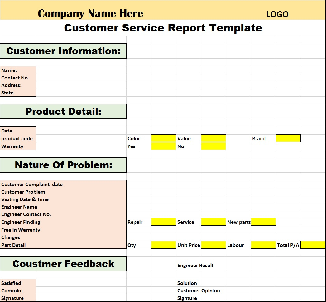 Customer Service Report Template - Free Report Templates For Service Review Report Template