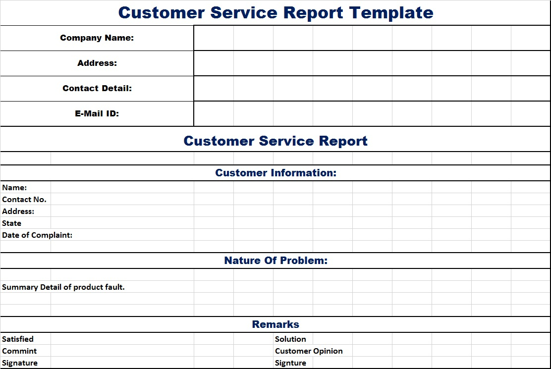 Customer Service Report Template - Free Report Templates Intended For Customer Contact Report Template