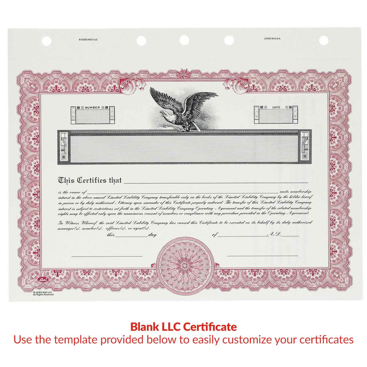 Customizable LLC Certificates