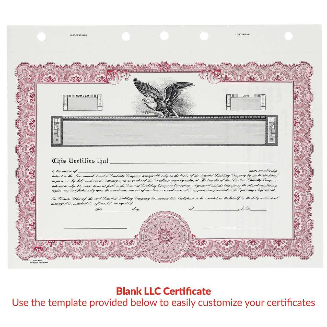 Customizable LLC Certificates Intended For Llc Membership Certificate Template