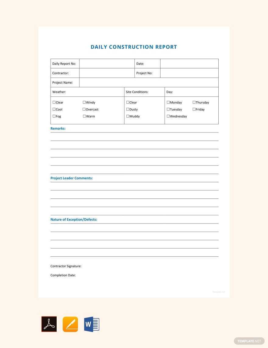 Daily Construction Report Sample Template – Google Docs, Word  Regarding Construction Daily Report Template Free