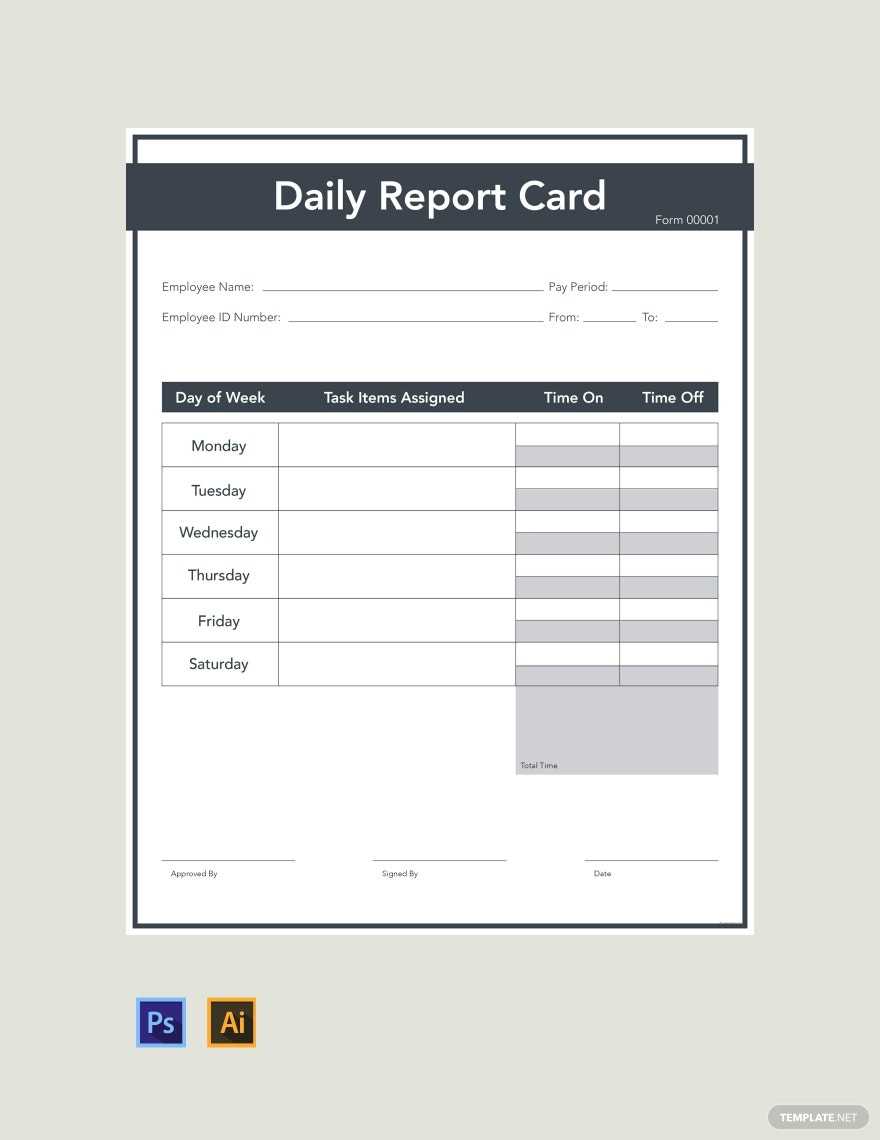 Daily Report Card Template - Illustrator, PSD Template Daily Report Card Template - Illustrator, PSD Template