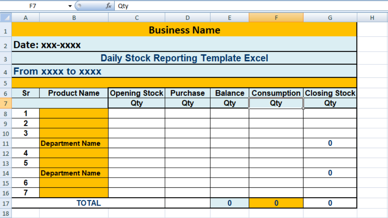 Daily Stock Reporting Template Excel - ExcelTemple