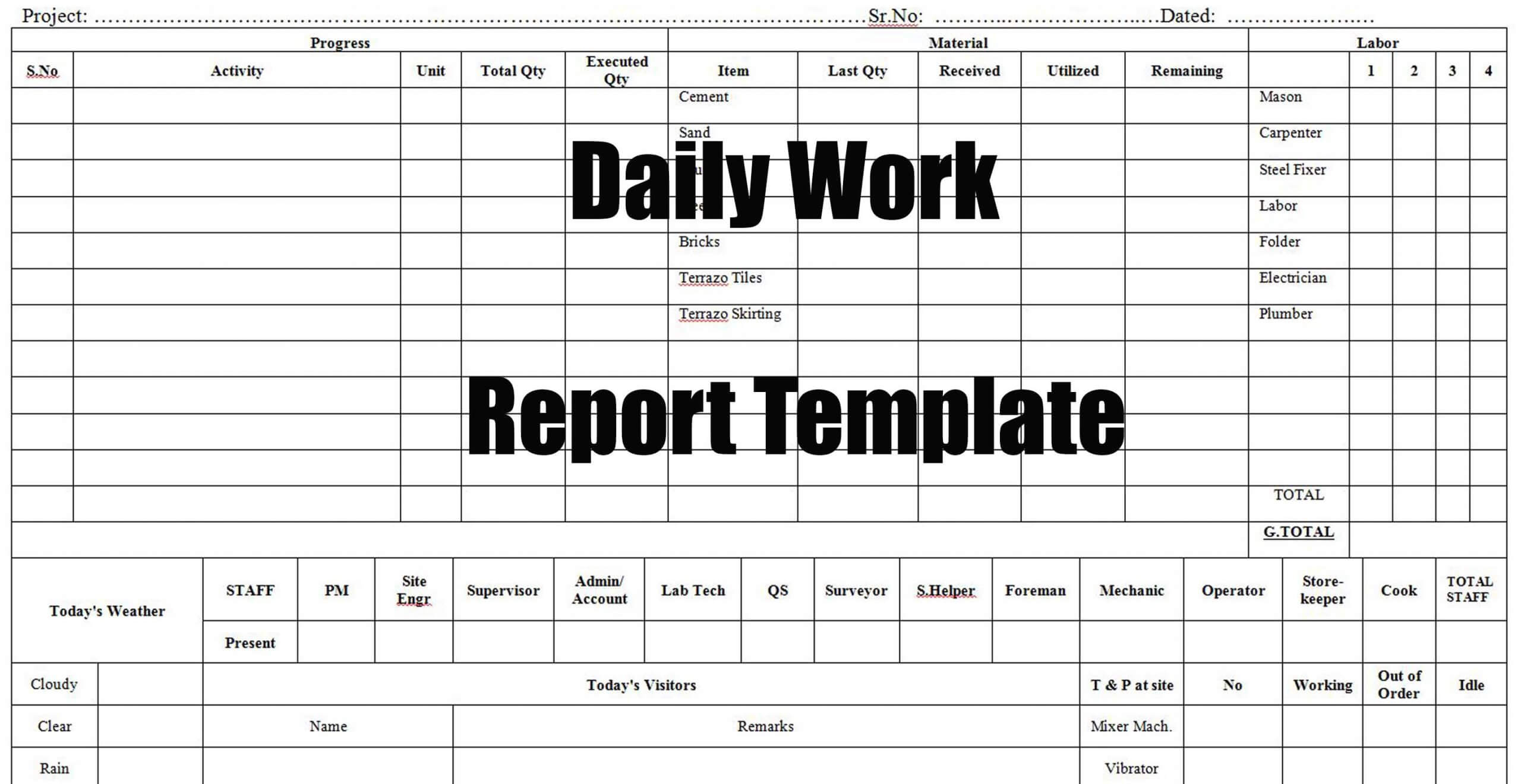 Daily Work Report Template - Engineering Discoveries With Regard To Daily Work Report Template