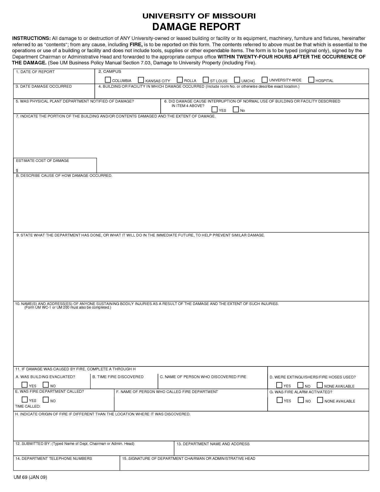 Damage Report - 10+ Examples, Format, Pdf  Examples For Equipment Fault Report Template