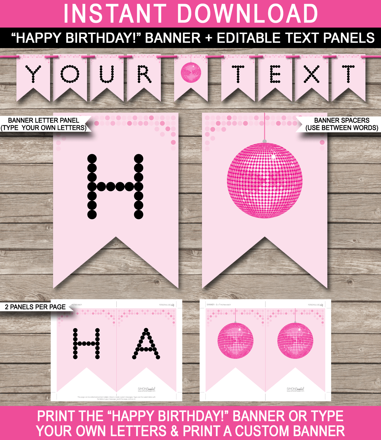 Dance Party Banner template - pink Pertaining To Diy Party Banner Template