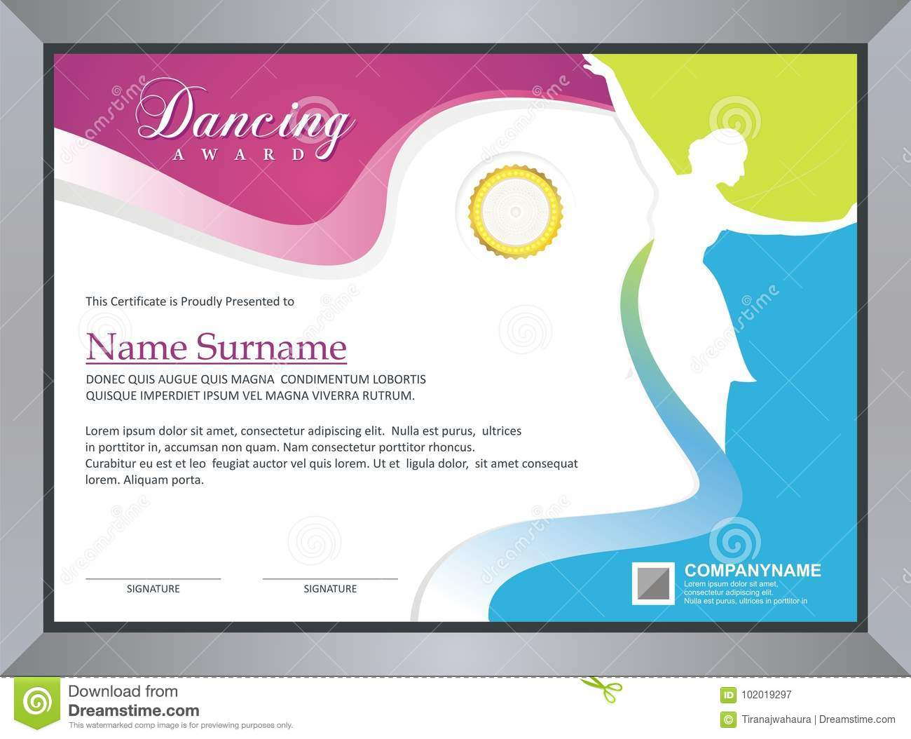 Dancing Certificate stock vector