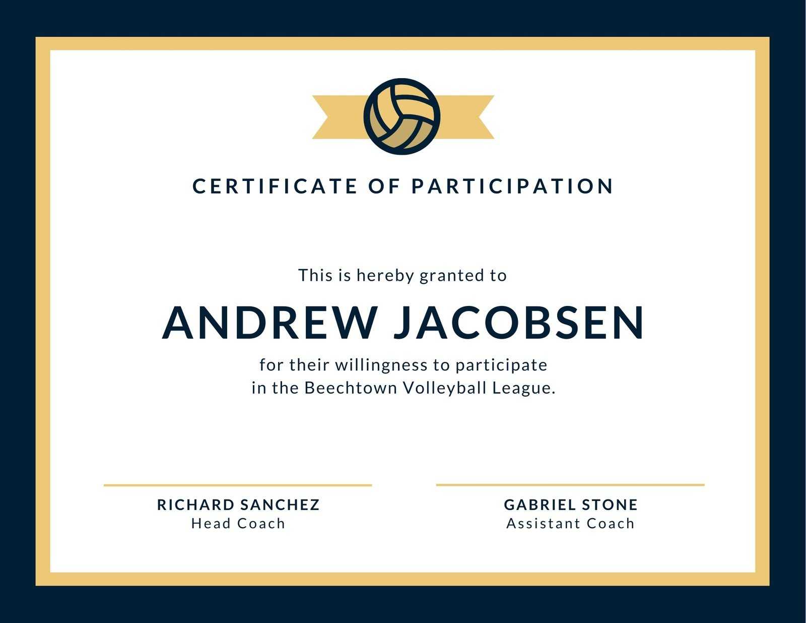 Dark Blue & Beige Simple Sport Certificate - Templates by Canva In Athletic Certificate Template