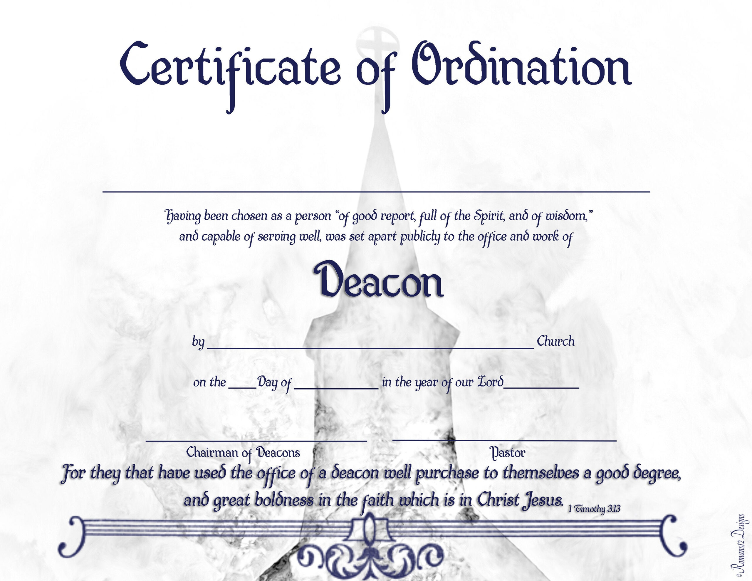 Deacon Ordination Certificate PDF Printable In Certificate Of Ordination Template
