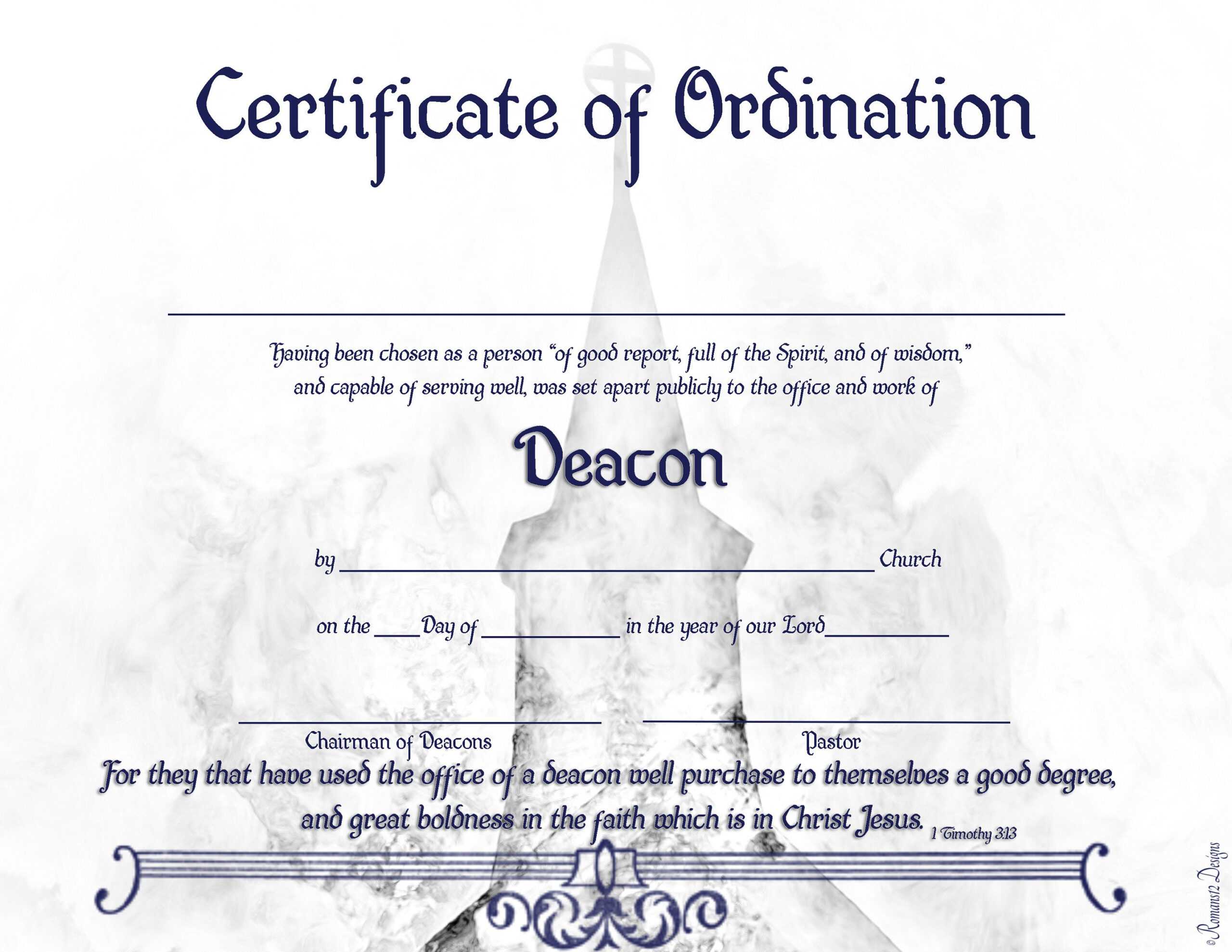 Deacon Ordination Certificate PDF Printable