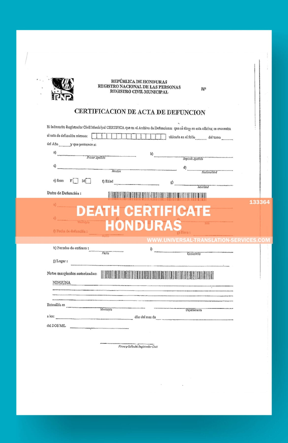 Death Certificate Honduras #10 In Death Certificate Translation Template