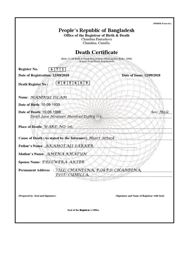 Death Certificate  PDF