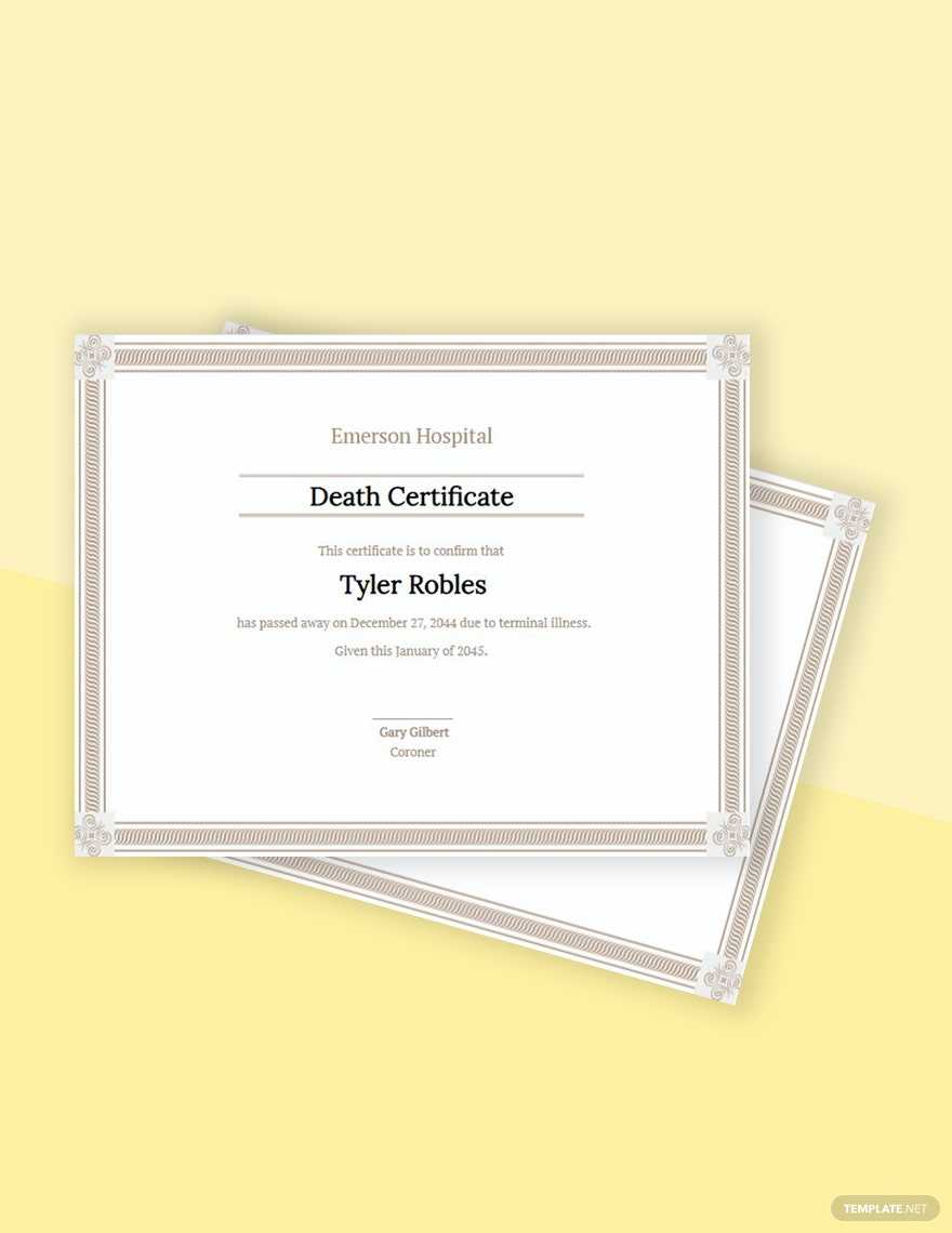 Death Certificate Template - Google Docs, Illustrator, InDesign  For Baby Death Certificate Template