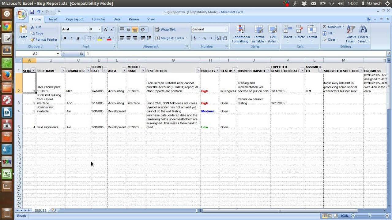 Defect Tracking Template Xls For Defect Report Template Xls