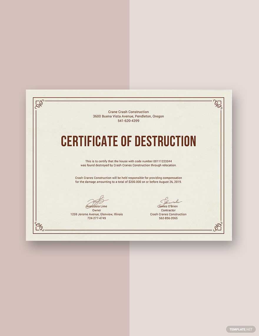 Destruction Certificates Templates Pages - Design, Free, Download Pertaining To Certificate Of Destruction Template Destruction Certificates Templates Pages - Design, Free, Download Pertaining To Certificate Of Destruction Template