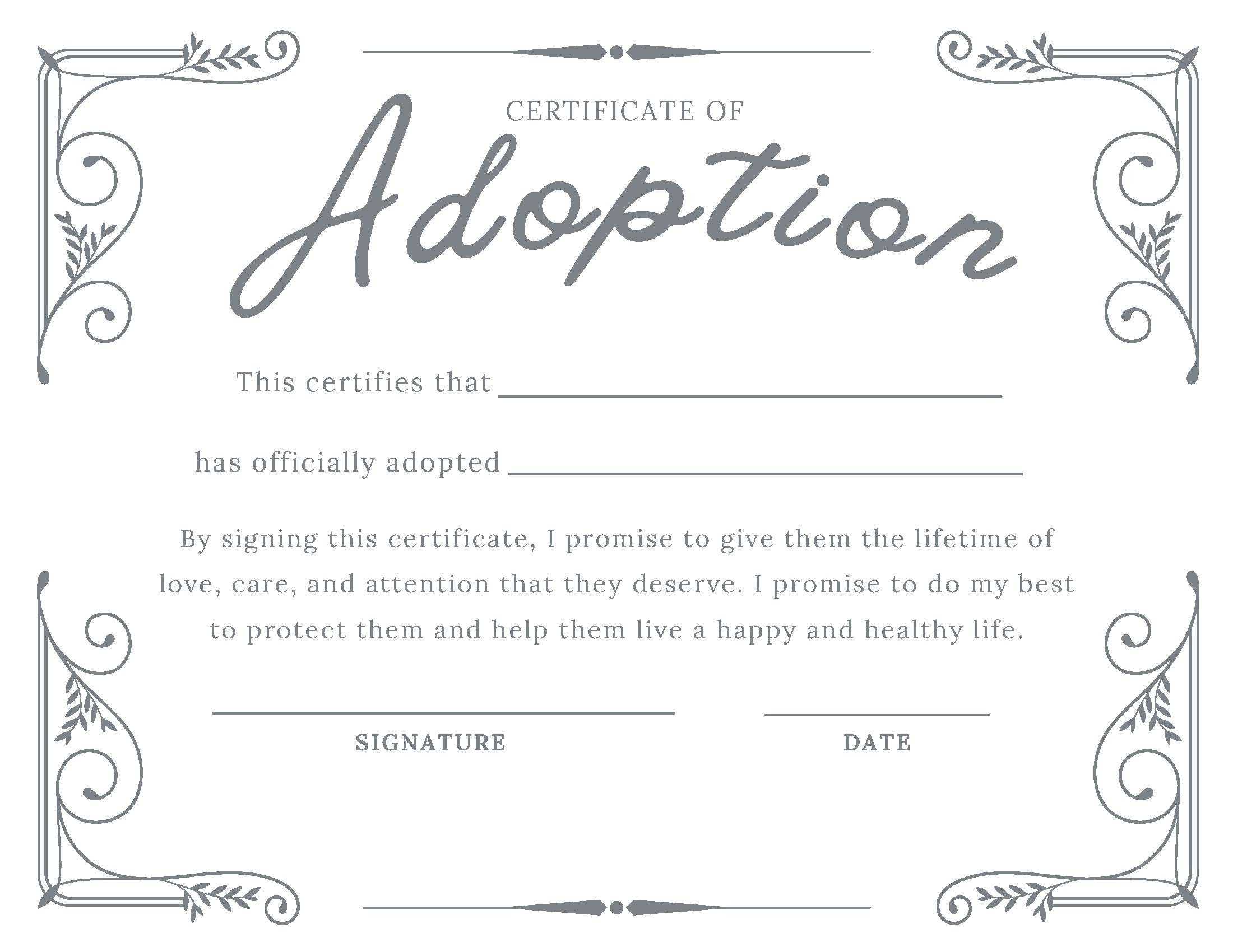 DIGITAL Printable Adoption Certificate Vintage – Etsy