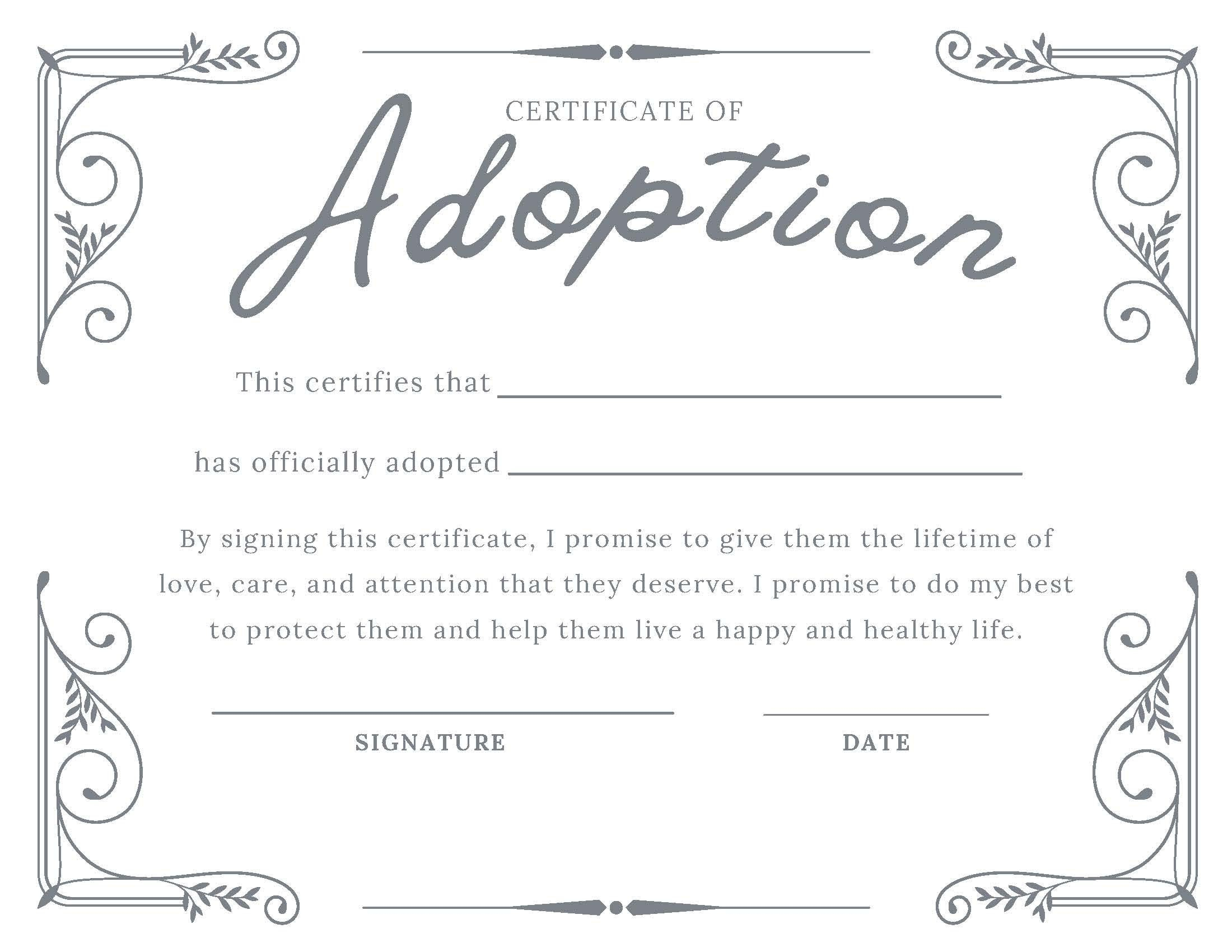 DIGITAL Printable Adoption Certificate Vintage - Etsy