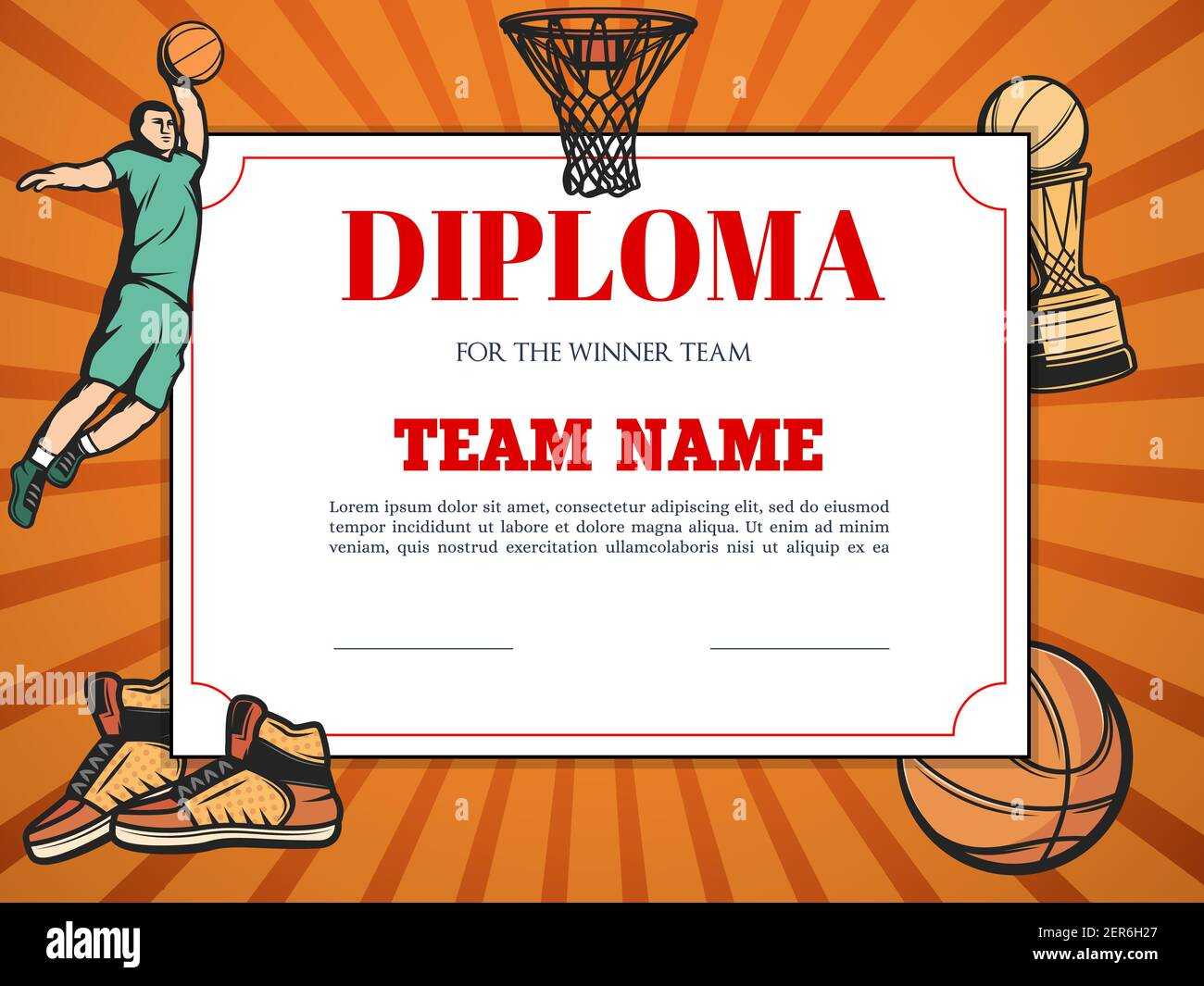 Diplom für den Gewinner im Basketball-Wettbewerb, Vektor Intended For Basketball Certificate Template Diplom für den Gewinner im Basketball-Wettbewerb, Vektor Intended For Basketball Certificate Template