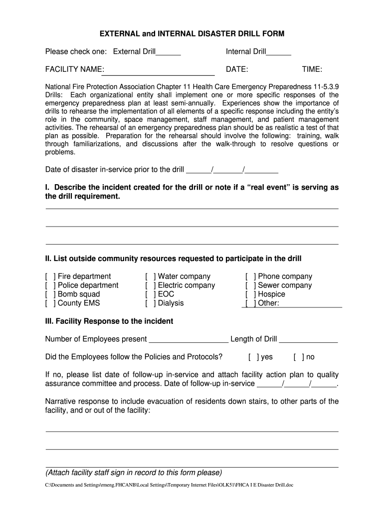 Disaster Drill Form: Fill Out & Sign Online  DocHub For Emergency Drill Report Template