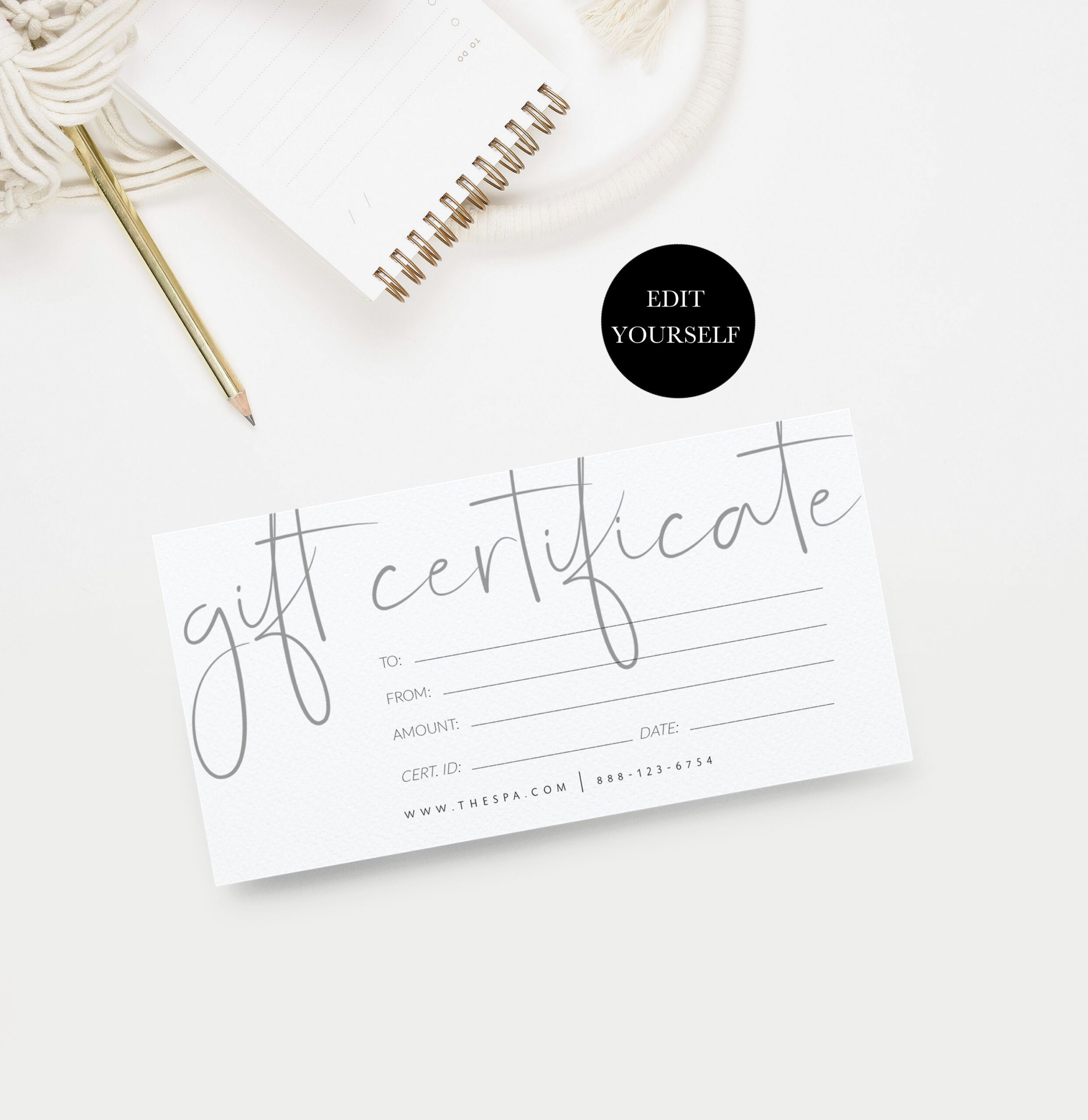 DIY Gift Certificate Template Gift Voucher Certificate – Etsy