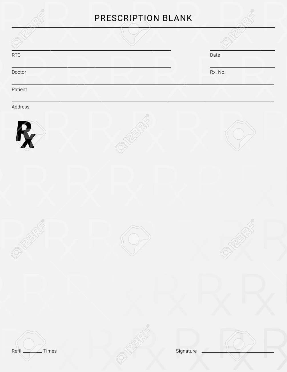Doctor’s Rx Pad Template. Blank Medical Prescription Form