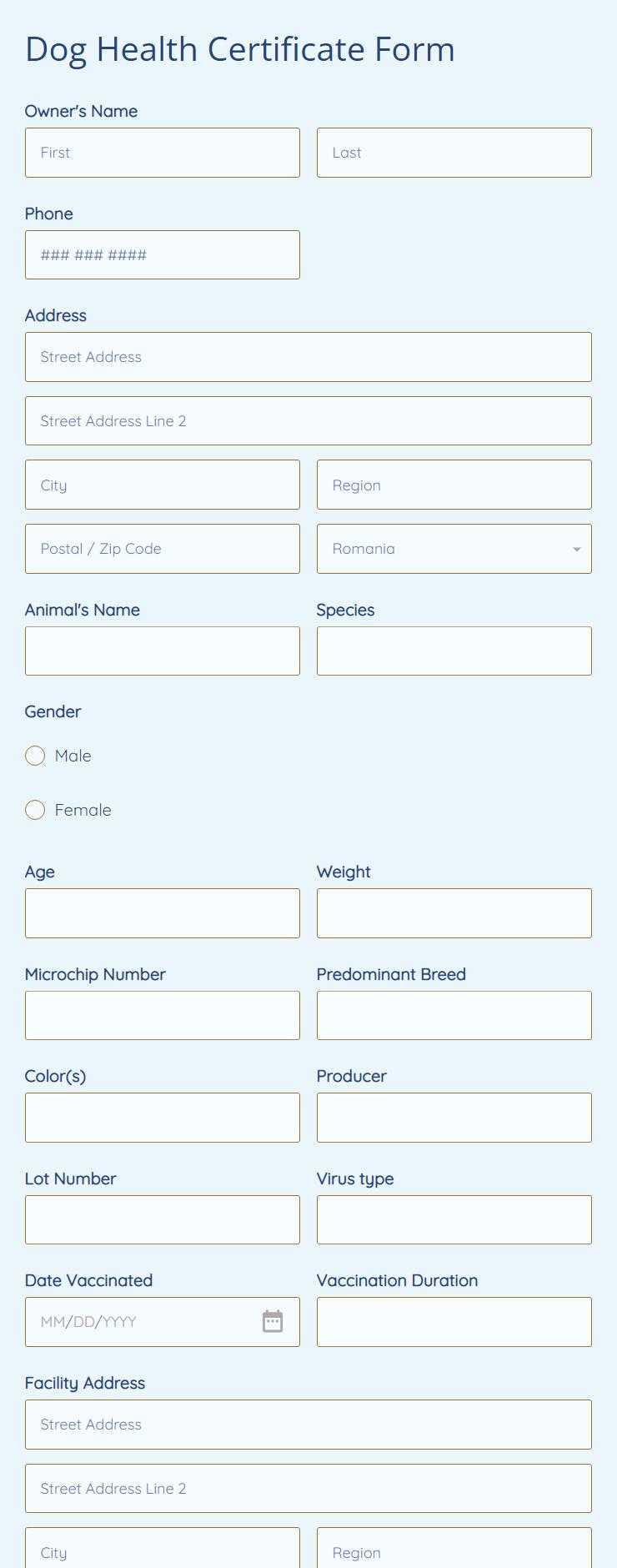 Dog Health Certificate Form Template  10 Form Builder Intended For Veterinary Health Certificate Template