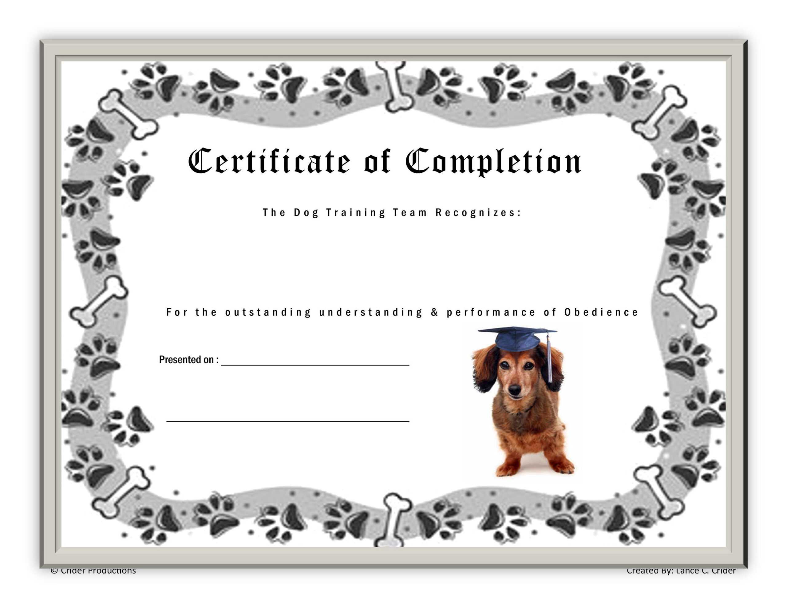 Dog Training Certificates – Etsy Within Service Dog Certificate Template