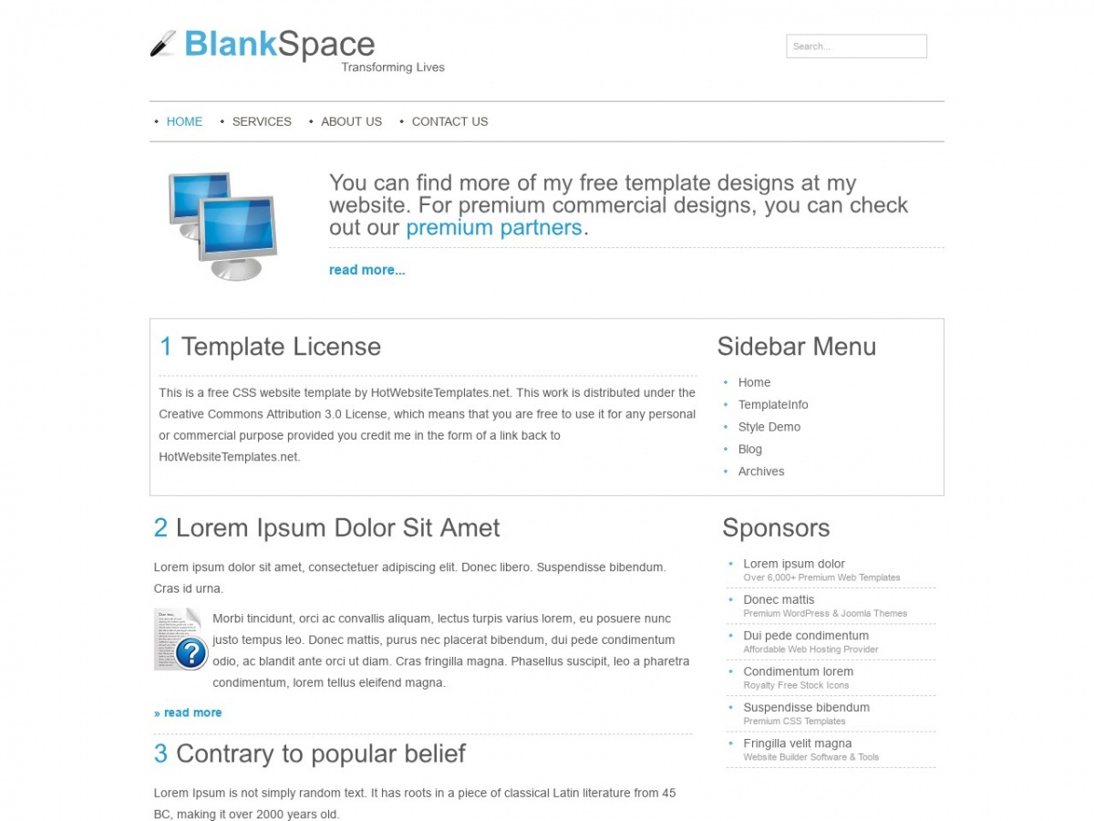 Download Free HTML/CSS Template: Blankspace – Free HTML Templates  Within Blank Html Templates Free Download