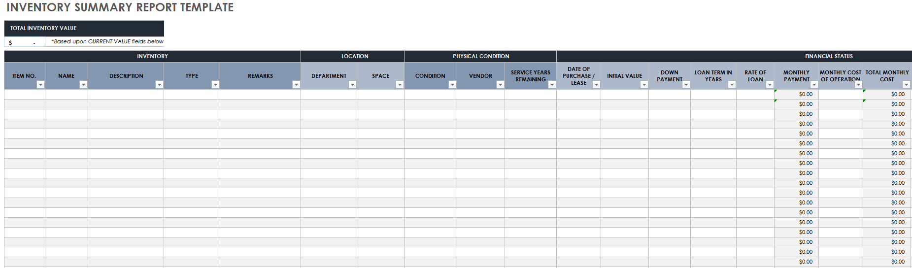 Download Free Inventory Report Templates  Smartsheet Intended For Stock Analysis Report Template