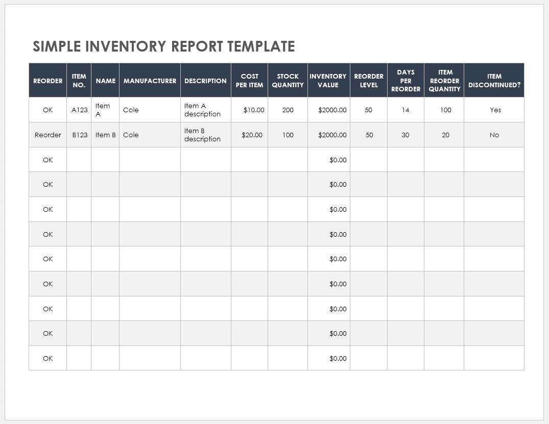 Download Free Inventory Report Templates  Smartsheet Regarding Monthly Productivity Report Template