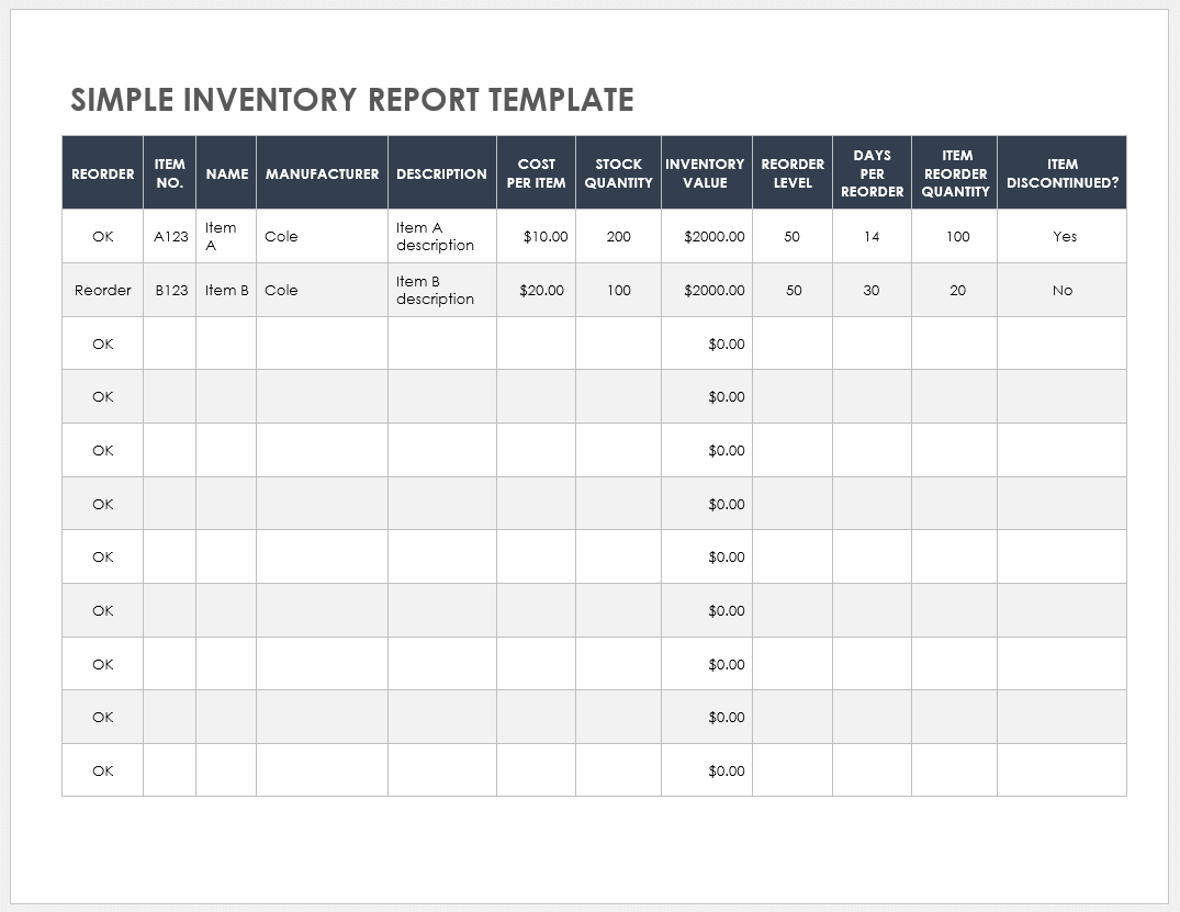 Download Free Inventory Report Templates  Smartsheet With Stock Report Template Excel