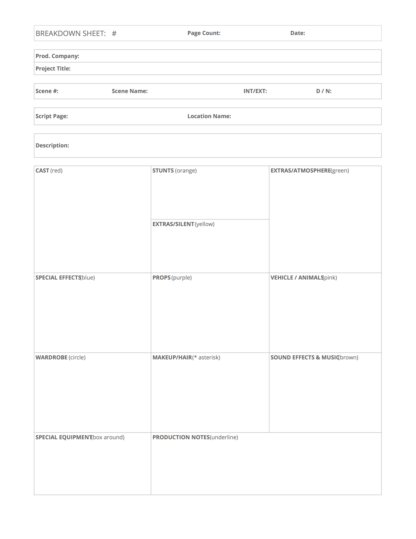 Download FREE Script Breakdown Sheet Template