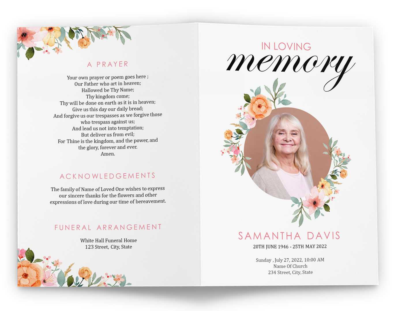 Download Funeral Pamphlet Template for A Beautiful DIY Funeral Brochure Inside Memorial Brochure Template