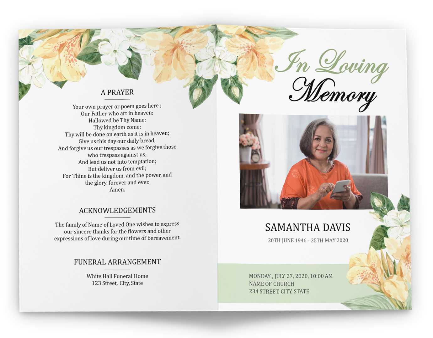 Download Obituary Program Template For DIY Funeral Service Brochure Inside Fill In The Blank Obituary Template