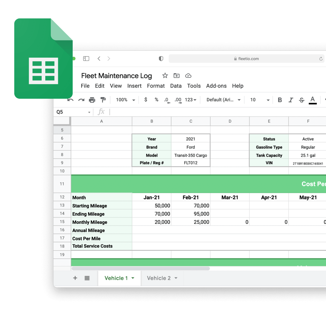 Download Our Fleet Maintenance Spreadsheet Tool – Fleetio Inside Fleet Report Template