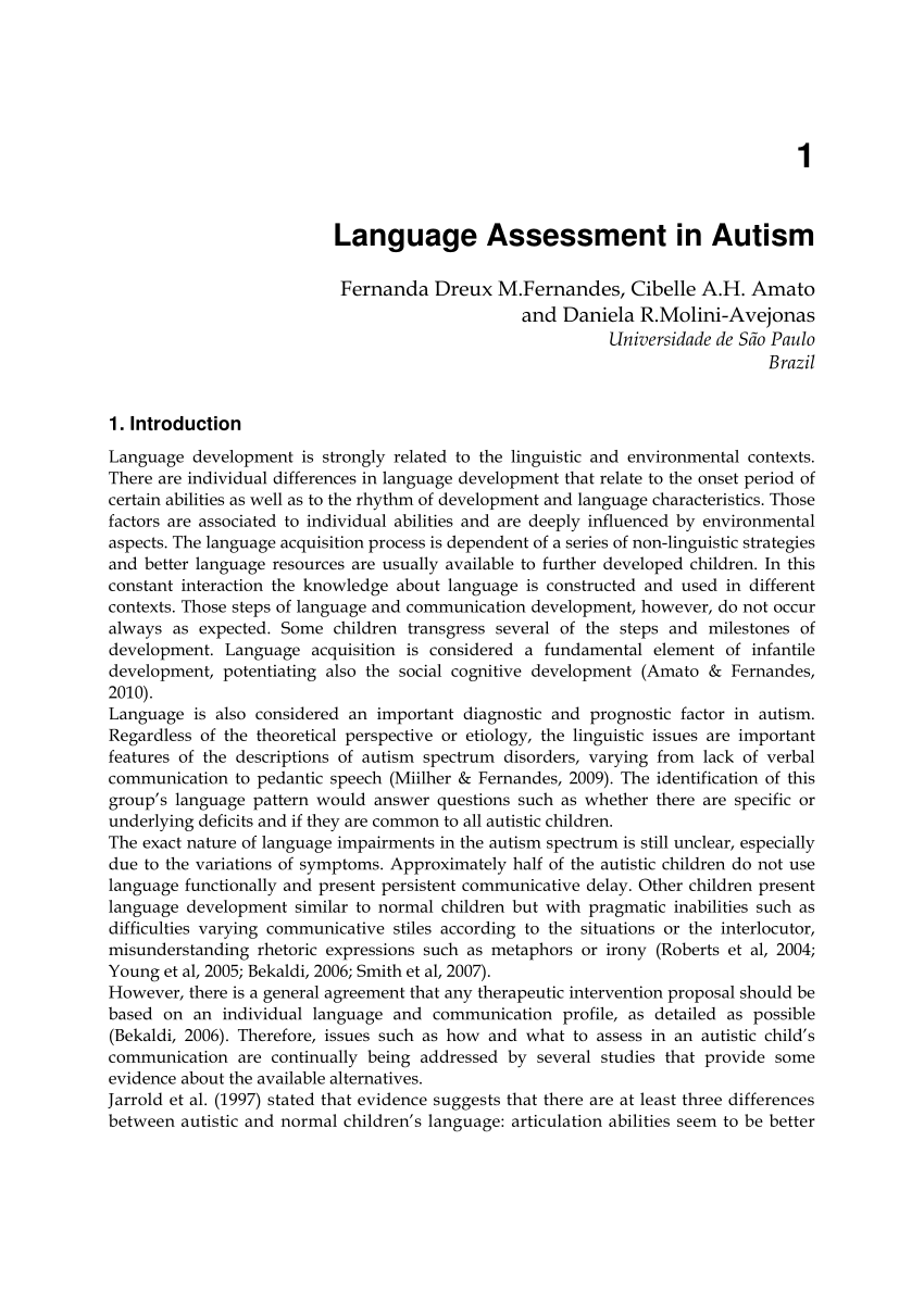 Download PDF  Language Assessment in Autism