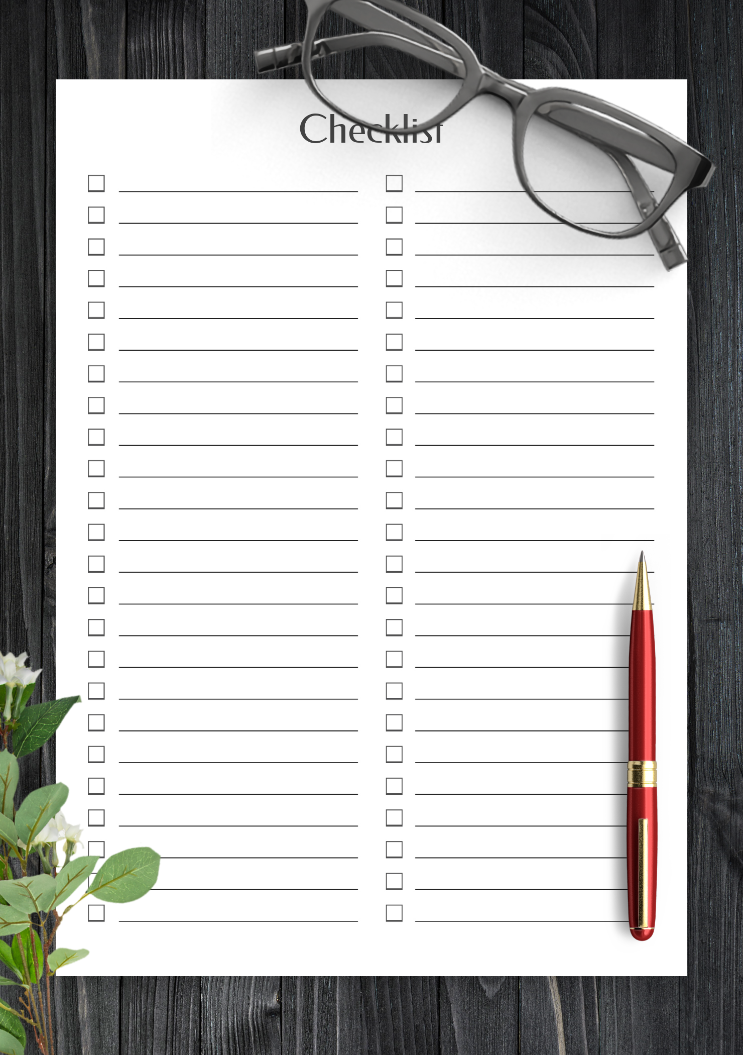 Download Printable Blank Checklist Template PDF In Blank Checklist Template Pdf