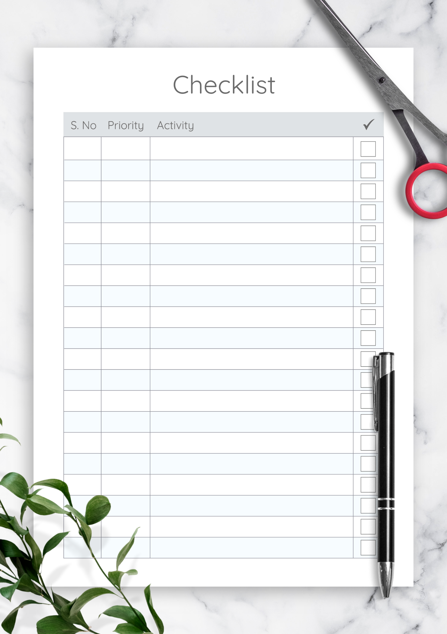 Download Printable Priority Checklist Template PDF Throughout Blank Checklist Template Pdf
