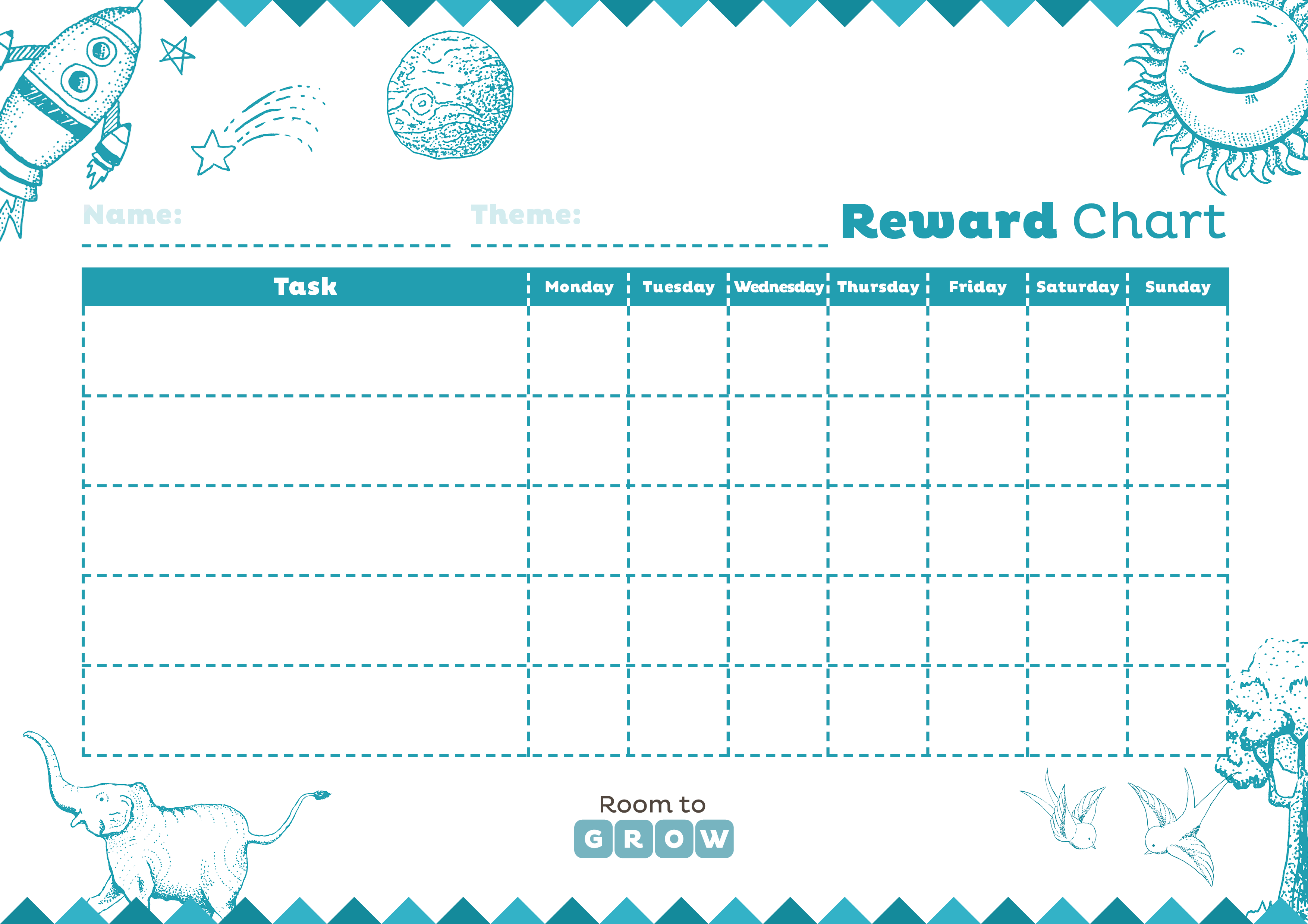 Download your FREE printable charts  Room to Grow Regarding Blank Reward Chart Template