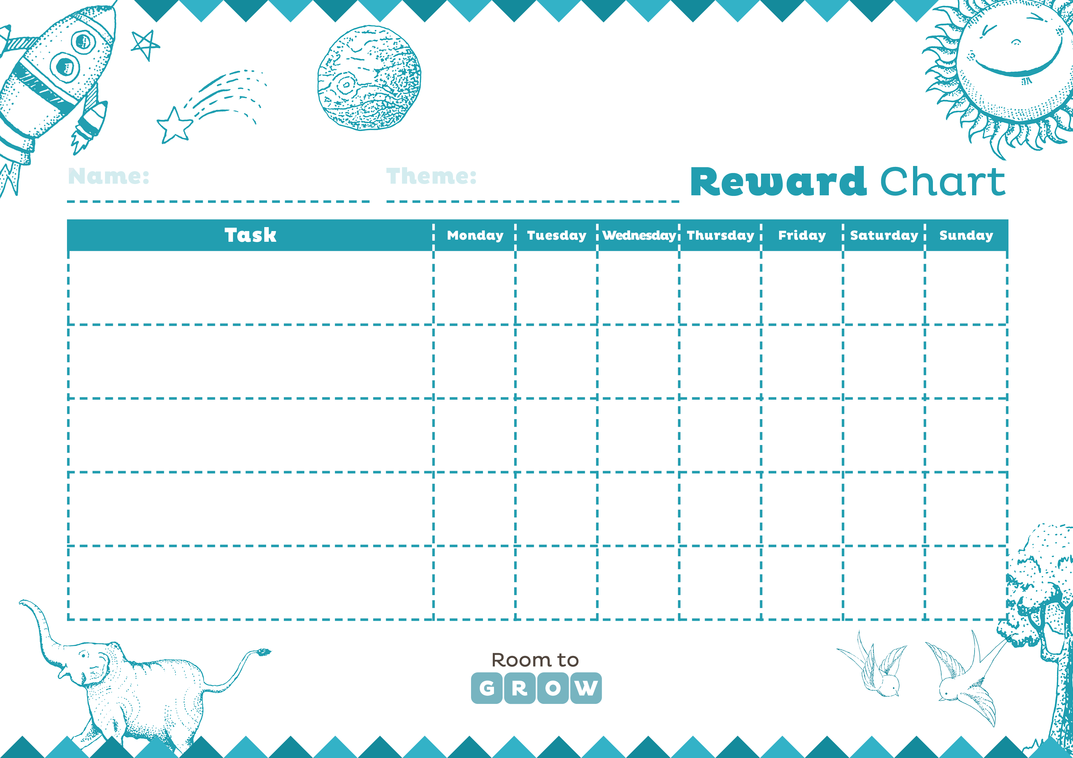 Download Your FREE Printable Charts  Room To Grow Regarding Blank Reward Chart Template