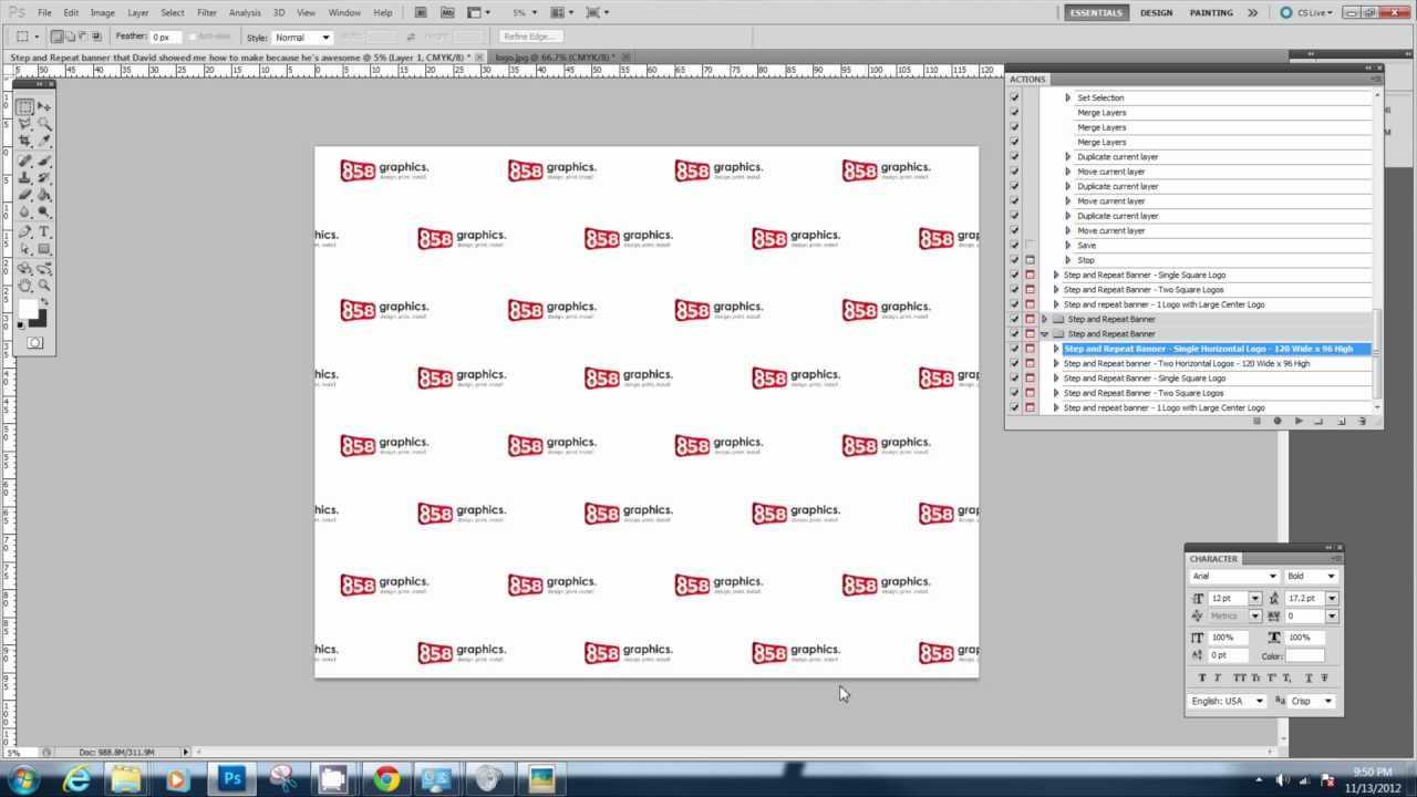 Downloading and using the step and repeat photoshop action